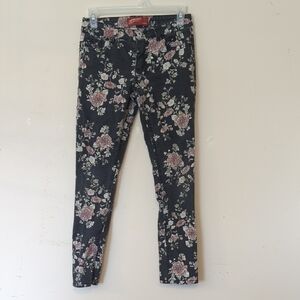 Arizona Jean Company Black and Pink Floral Jeans